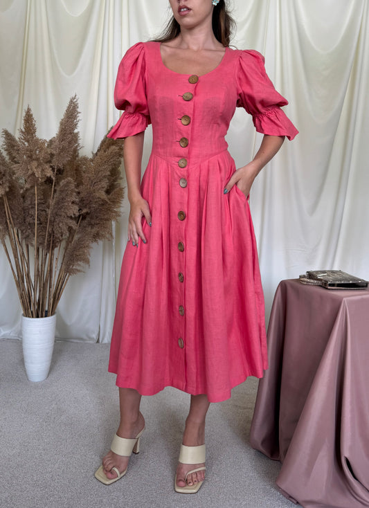 Rochie vintage din 100% in cu talie marcata 
(Mărimea M)