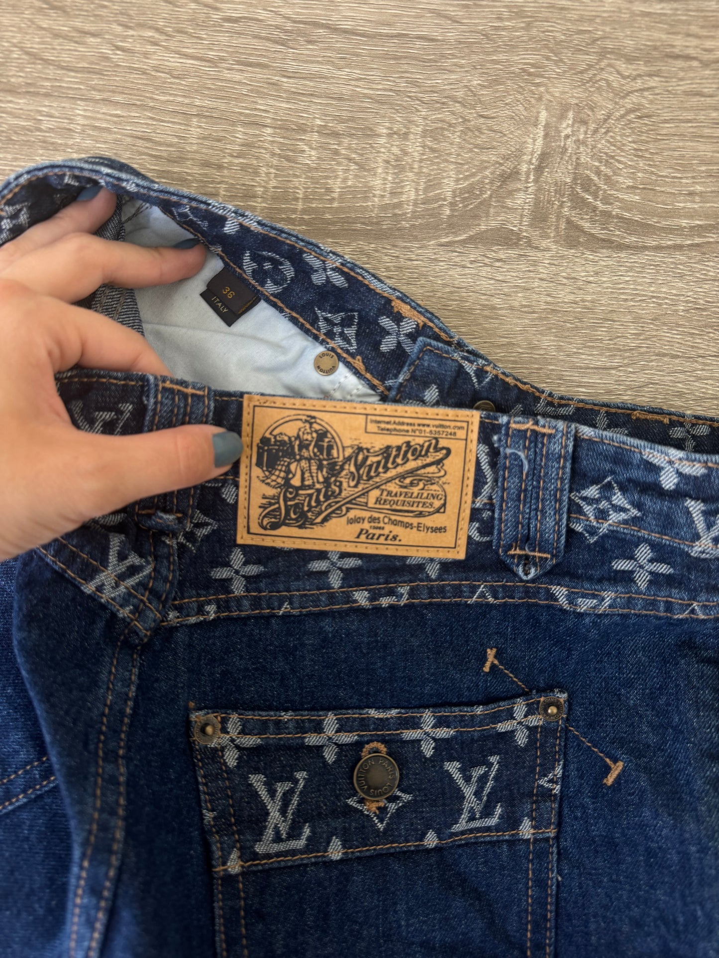 Back. RARE PIECE. Pantaloni de colecție Louis Vuitton din bumbac cu print monograma ( mărimea 36- XS/S)a