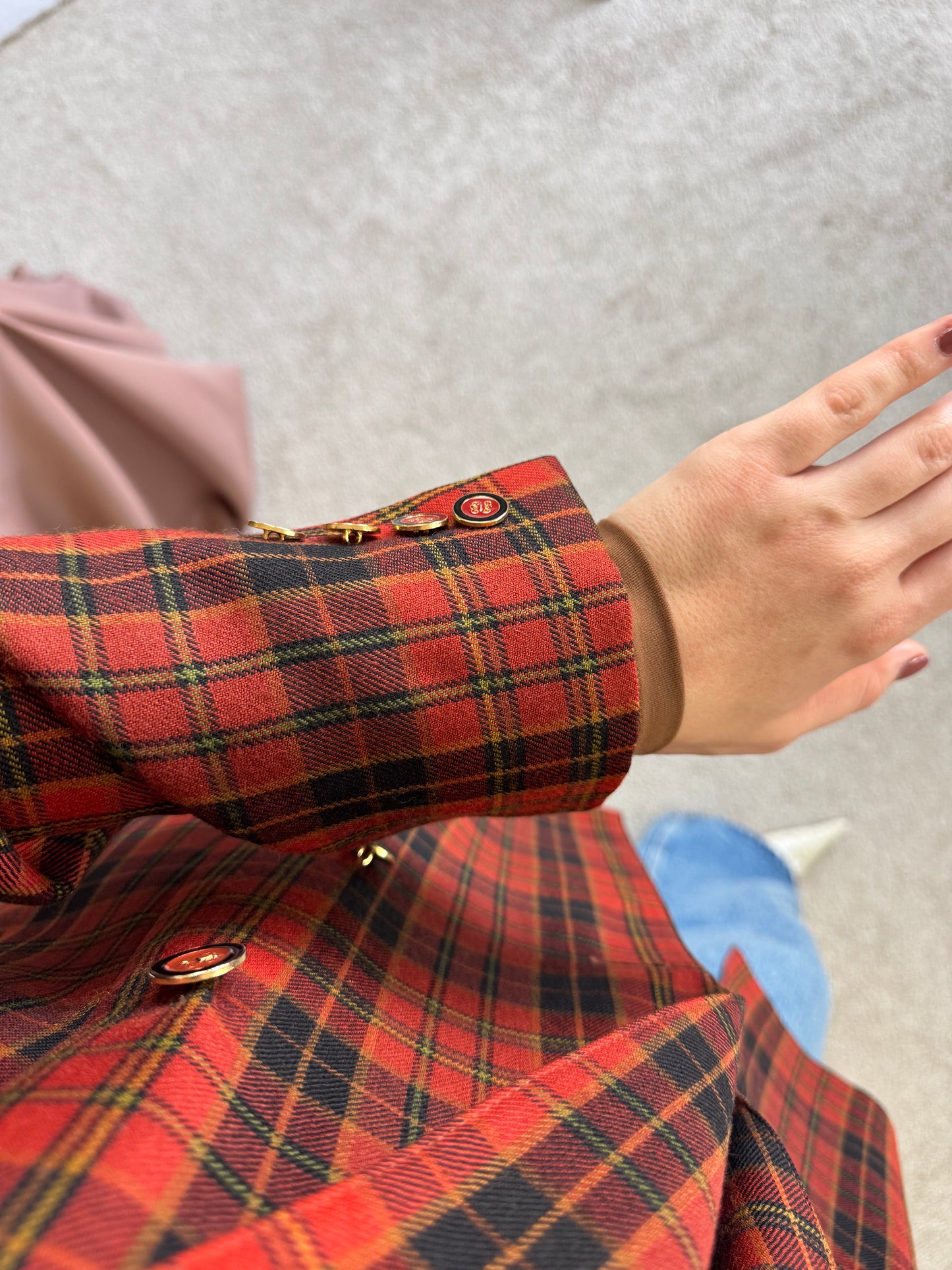 Sacou din stofă cu print 75% lână virgină ( M)