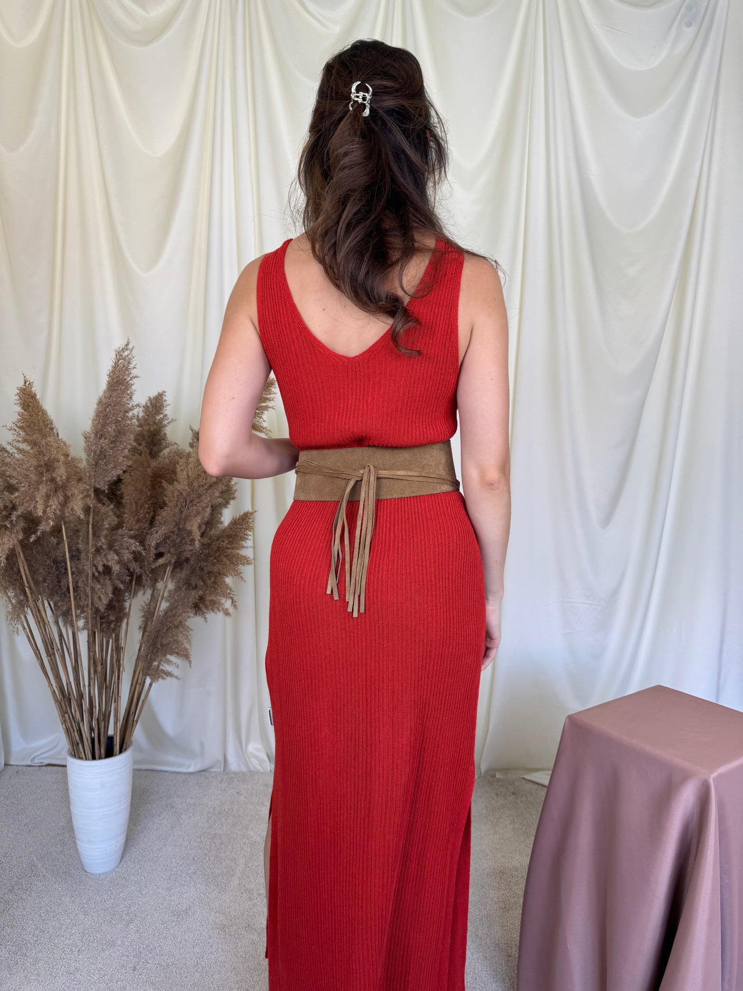 Rochie din tricot de in și bumbac ARMED ANGELS + curea piele  ( marimea M)