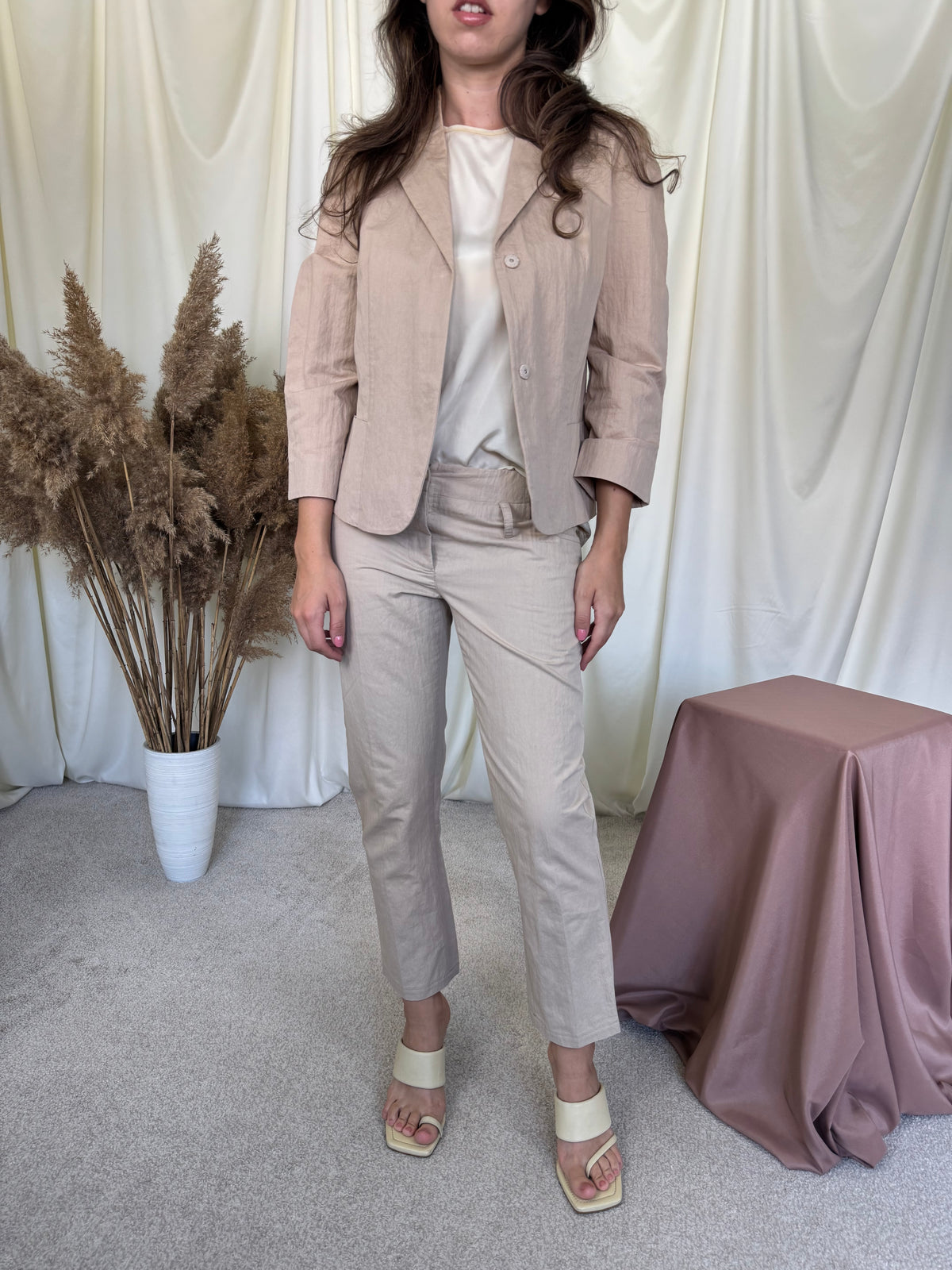 Costum luxury MARNI din bumbac cu sacou tip jachetă  ( mărimea S)