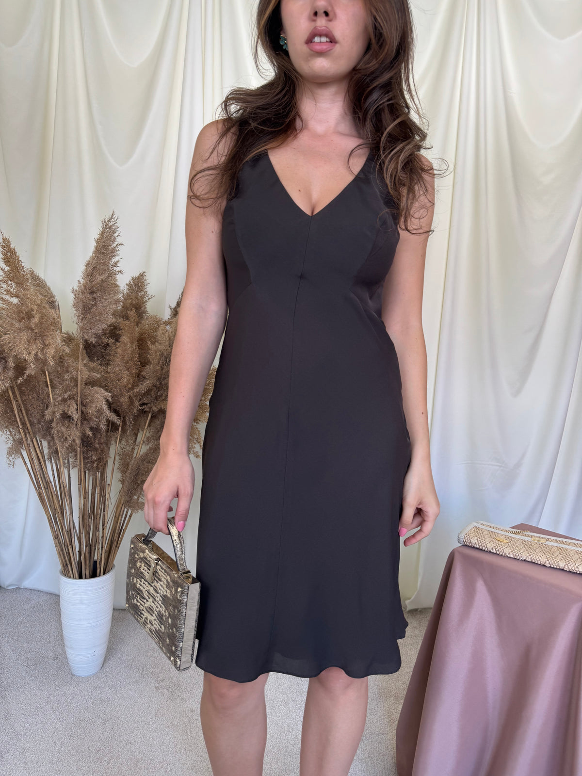 Rochie elegantă HUGO BOSS din 100% mătase naturală finuță, talie marcata ( mărimea XS)