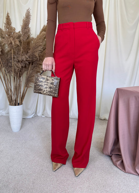 Pantalon nou premium MAX MARA roșu cu talie înaltă 
(Mărimea S)