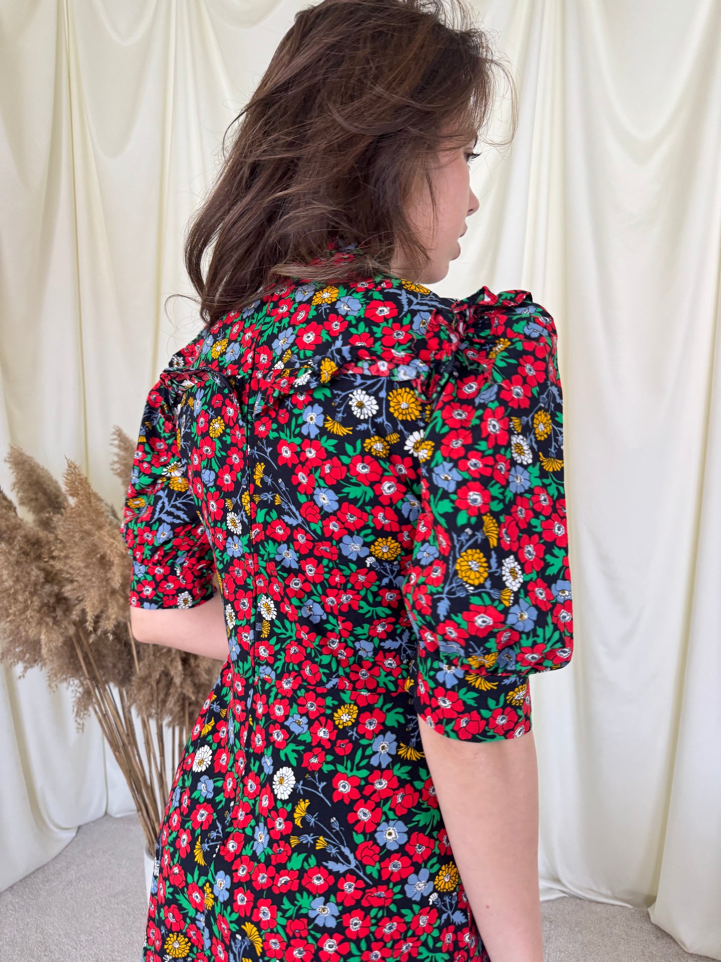 Rochie deosebită vintage  din 100% bumbac cu talie marcată( mărimea S)