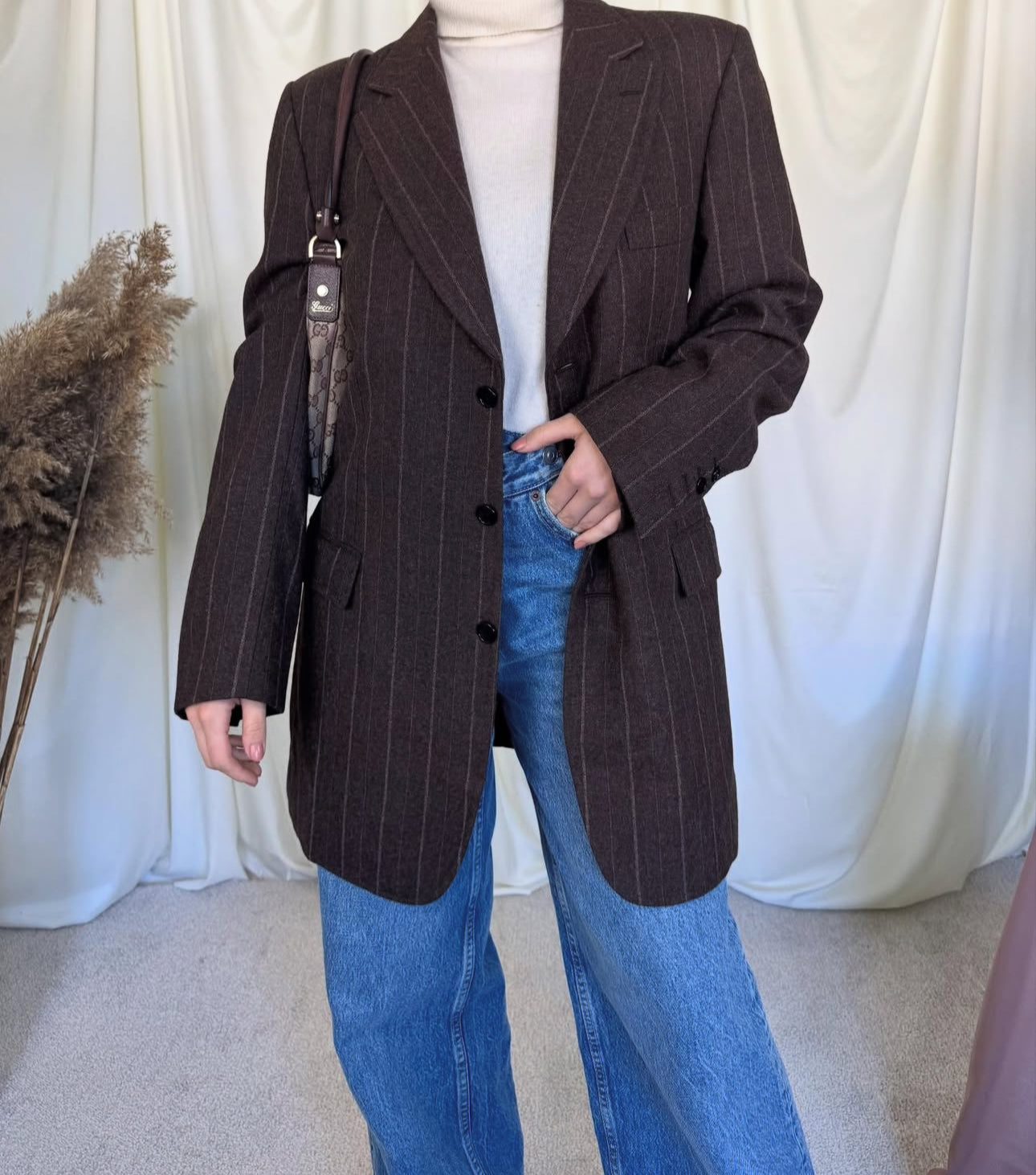 Sacou vintage tip palton din stofă 100% lână( mărimea M)