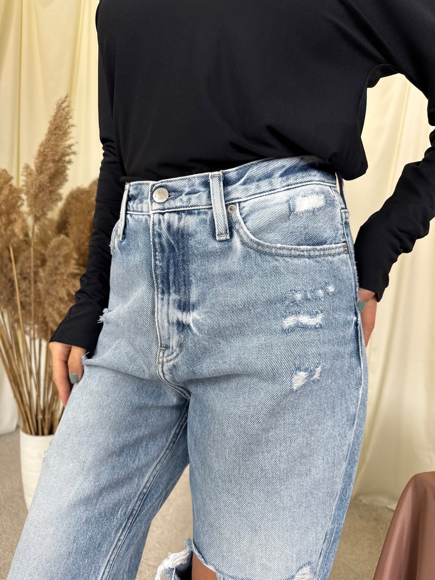 Blugi Calvin Klein din bumbac cu talie înaltă 
(Mărimea M/38)