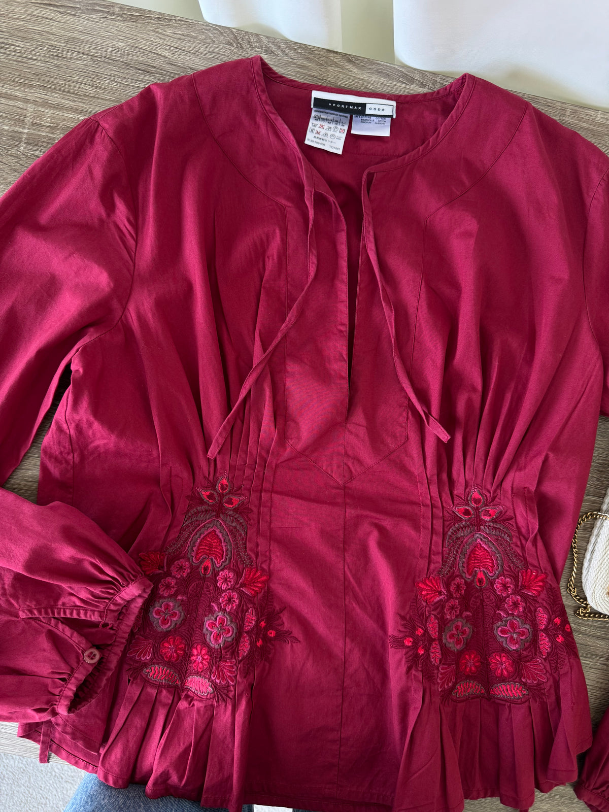 Cămașă premium Max mara SPORTMAX din 100% bumbac cu broderie superbă și talie cambrata ( mărimea S/M)