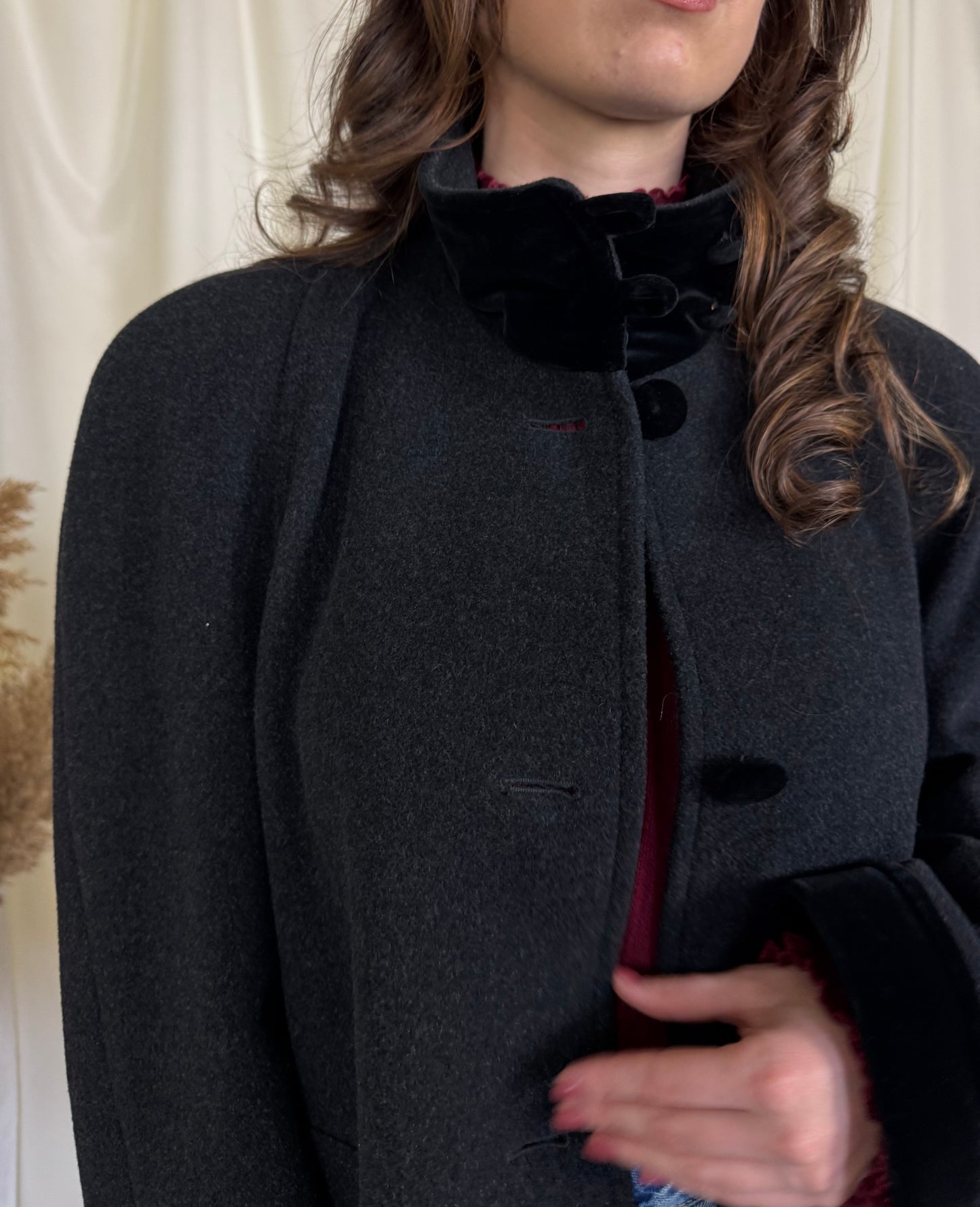 Palton vintage din stofă moale 80% lână (mărimea L)