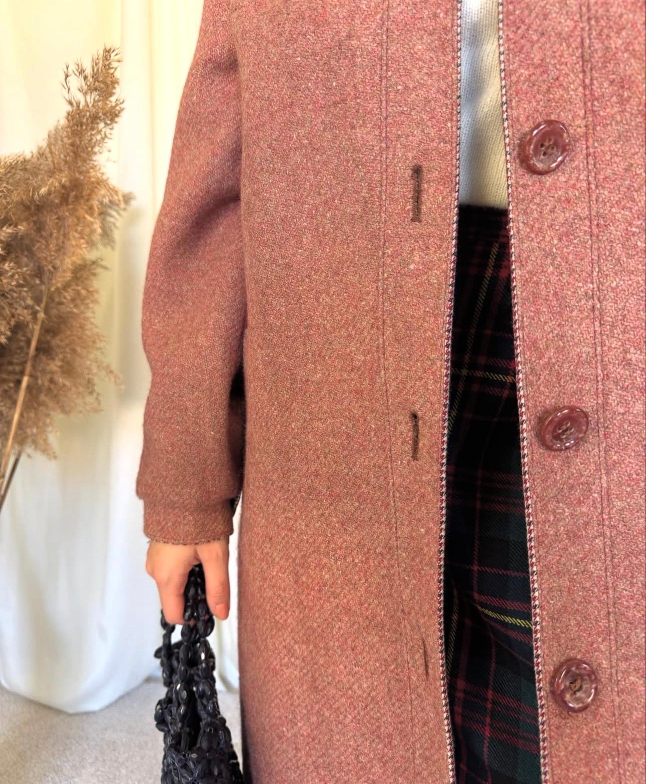 Palton vintage din stofă superbă de lână( mărimea S-M)