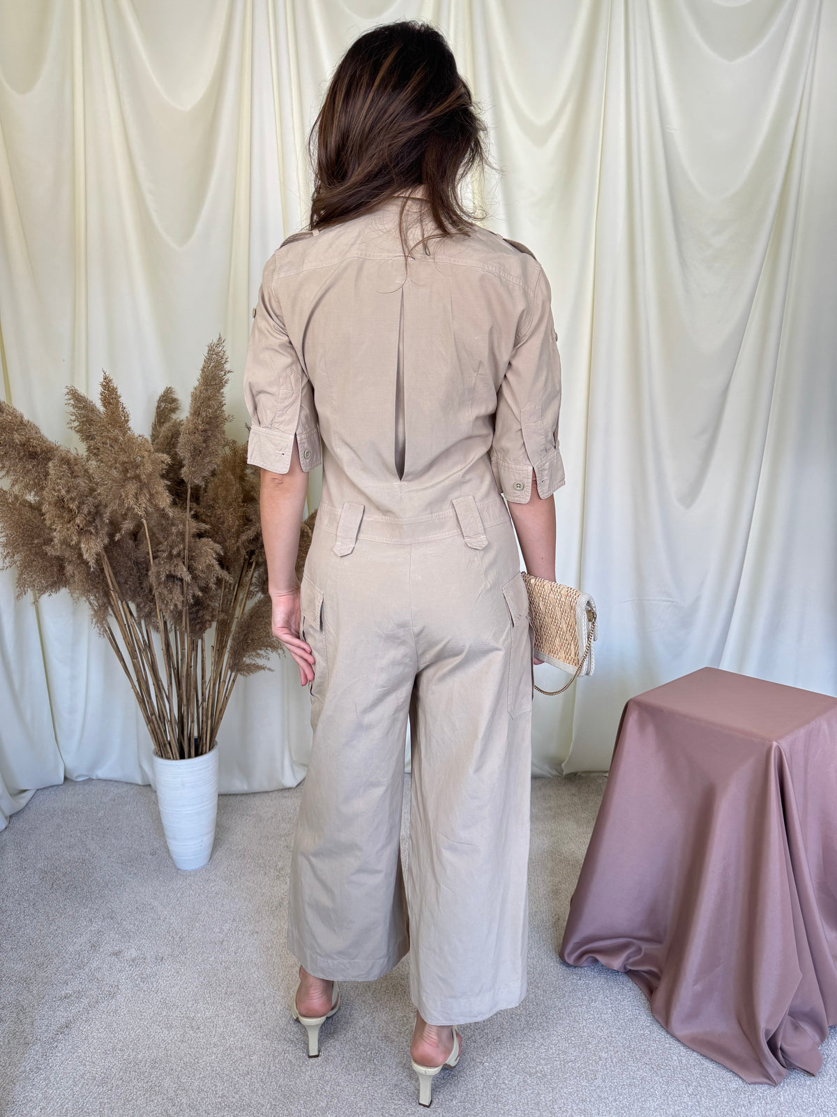 Salopetă RALPH Lauren din mătase și bumbac în fit lejer, material calitativ ( mărimea S/M)