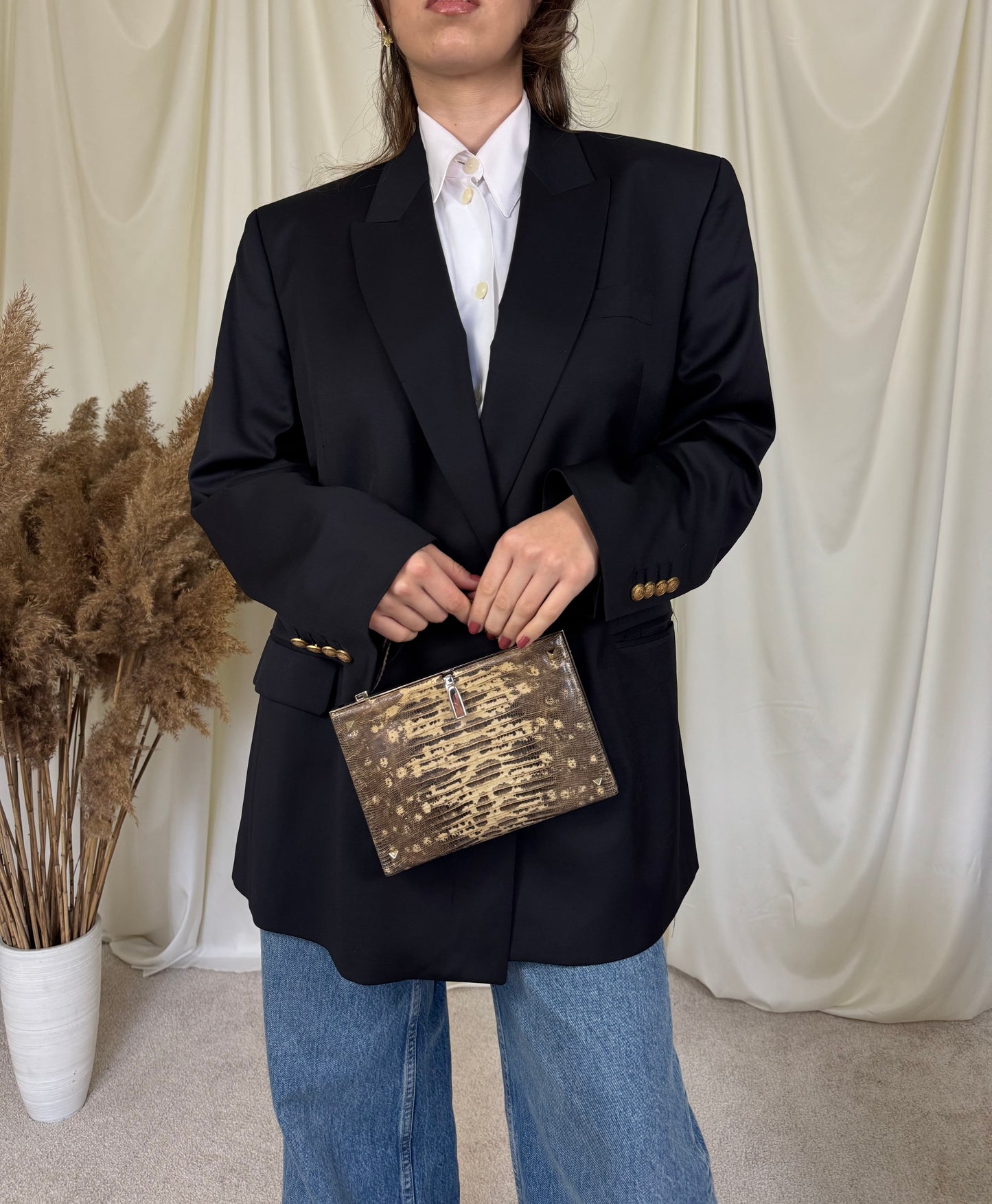 Sacou vintage dintr-o stofă extrem de fină 100% lână, (mărimea XL)