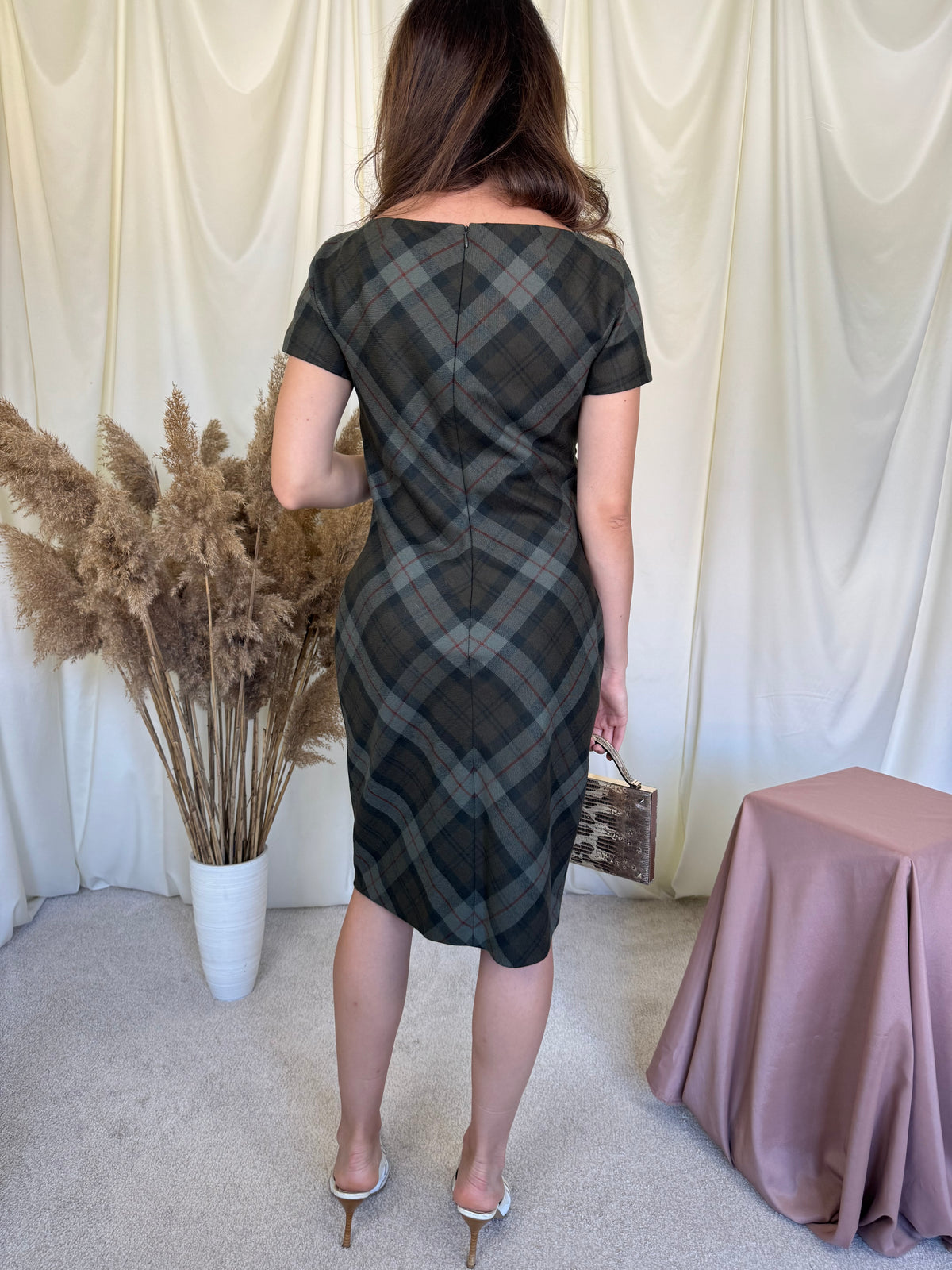 Rochie premium Luisa Spagnoli din 100% lână fină cu print superb, talie marcata ( mărimea S)