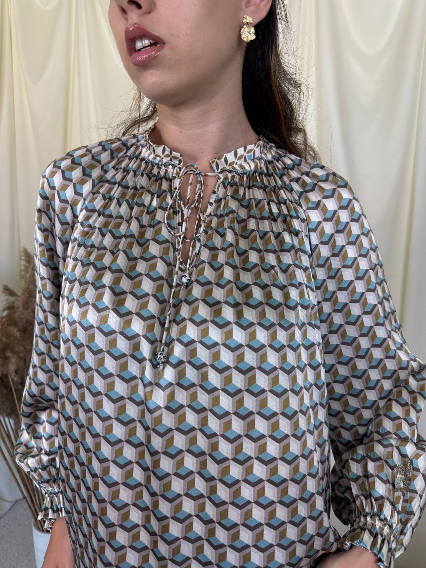 Rochie cu print din 100% mătase naturală, croi A- lejer 
(Mărimea xs- s/m)