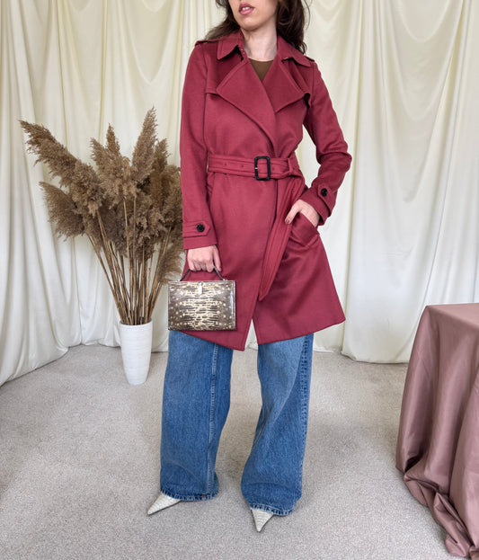 Trench BURBERRY din 100% cașmir cu cordon în talie( mărimea XS)