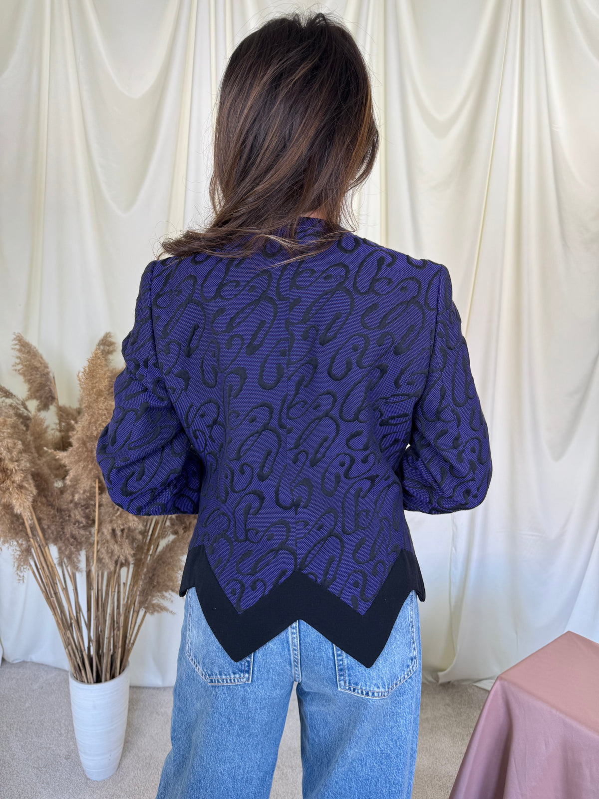 Sacou-jachetă luxury Pierre Cardin din stofă premium de lana și bumbac cu print, croi superb ( mărimea S)