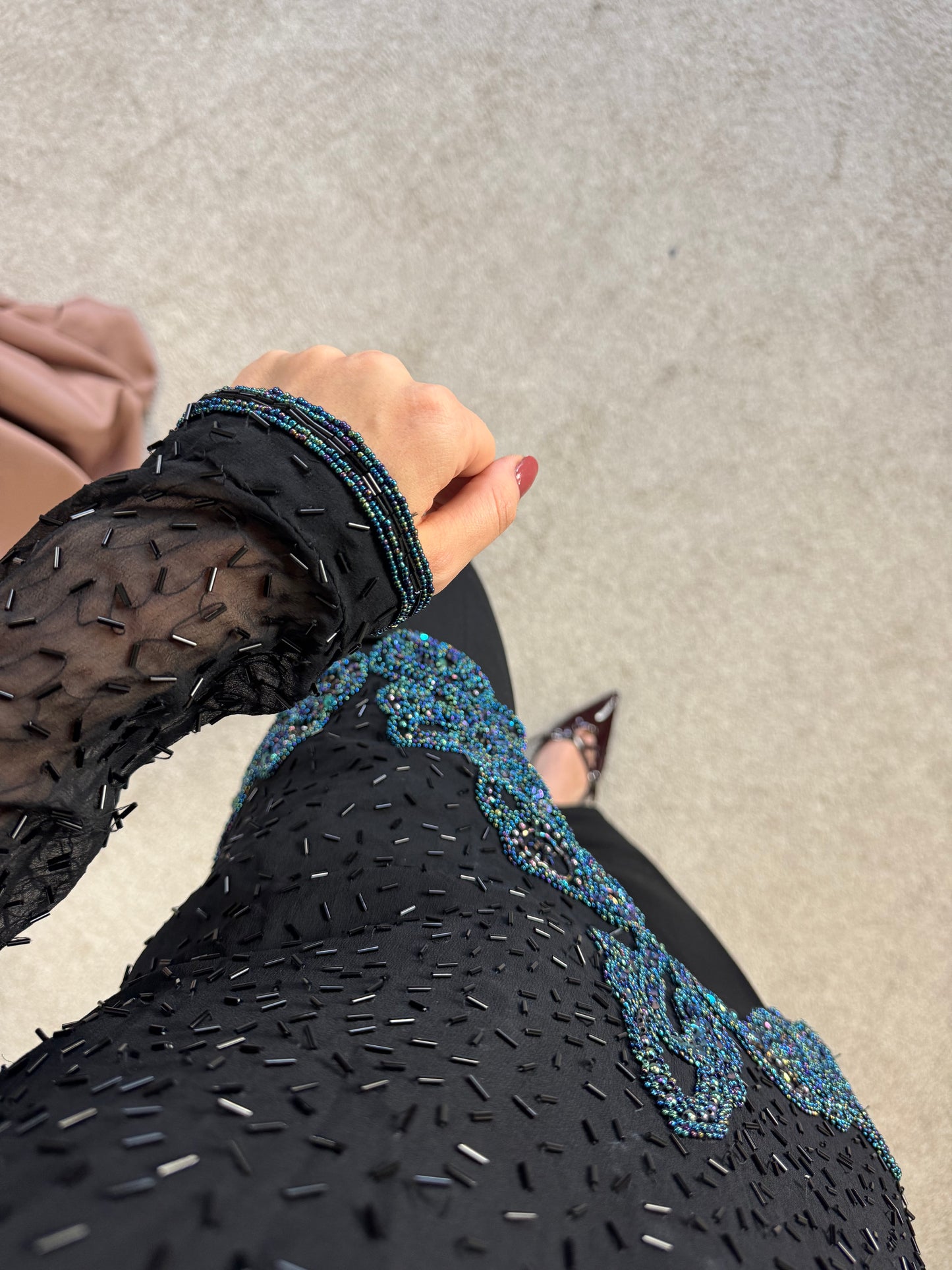 Piesa vintage bijuterie din mătase naturala M/L