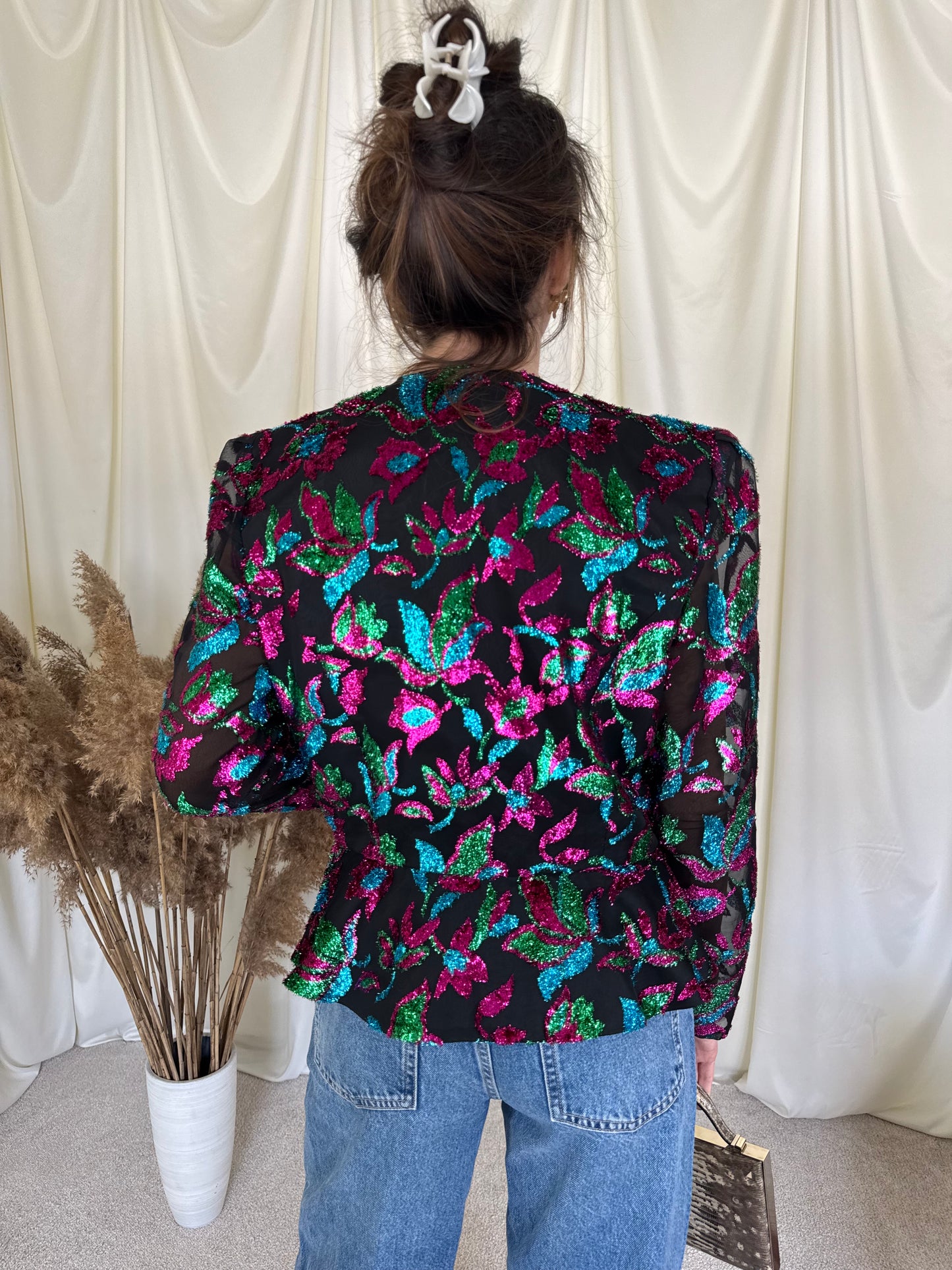 Piesa vintage superbă de ocazie cu print floral 
(Mărimea M/L)