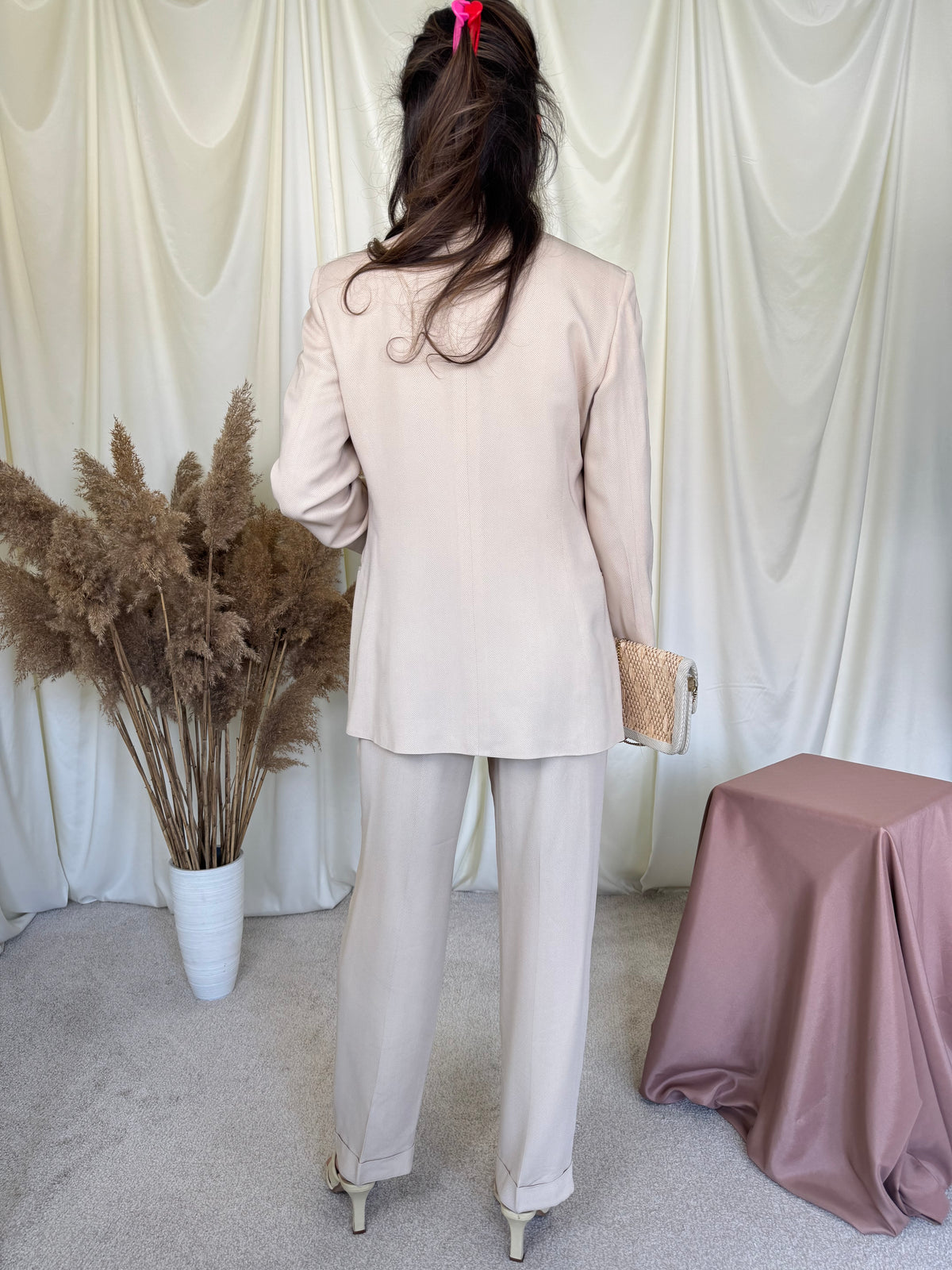 Costum vintage premium GIANFRANCO FERRE 2 piese, sacou la rând dublu de nasturi  și pantalon cu talie înaltă ( mărimea s )