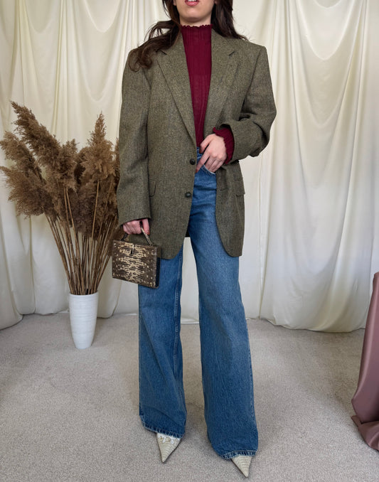 Sacou luxury Burberry din stofă superbă 100% lână cu print, căptușeală inscripționată 
Mărimea L