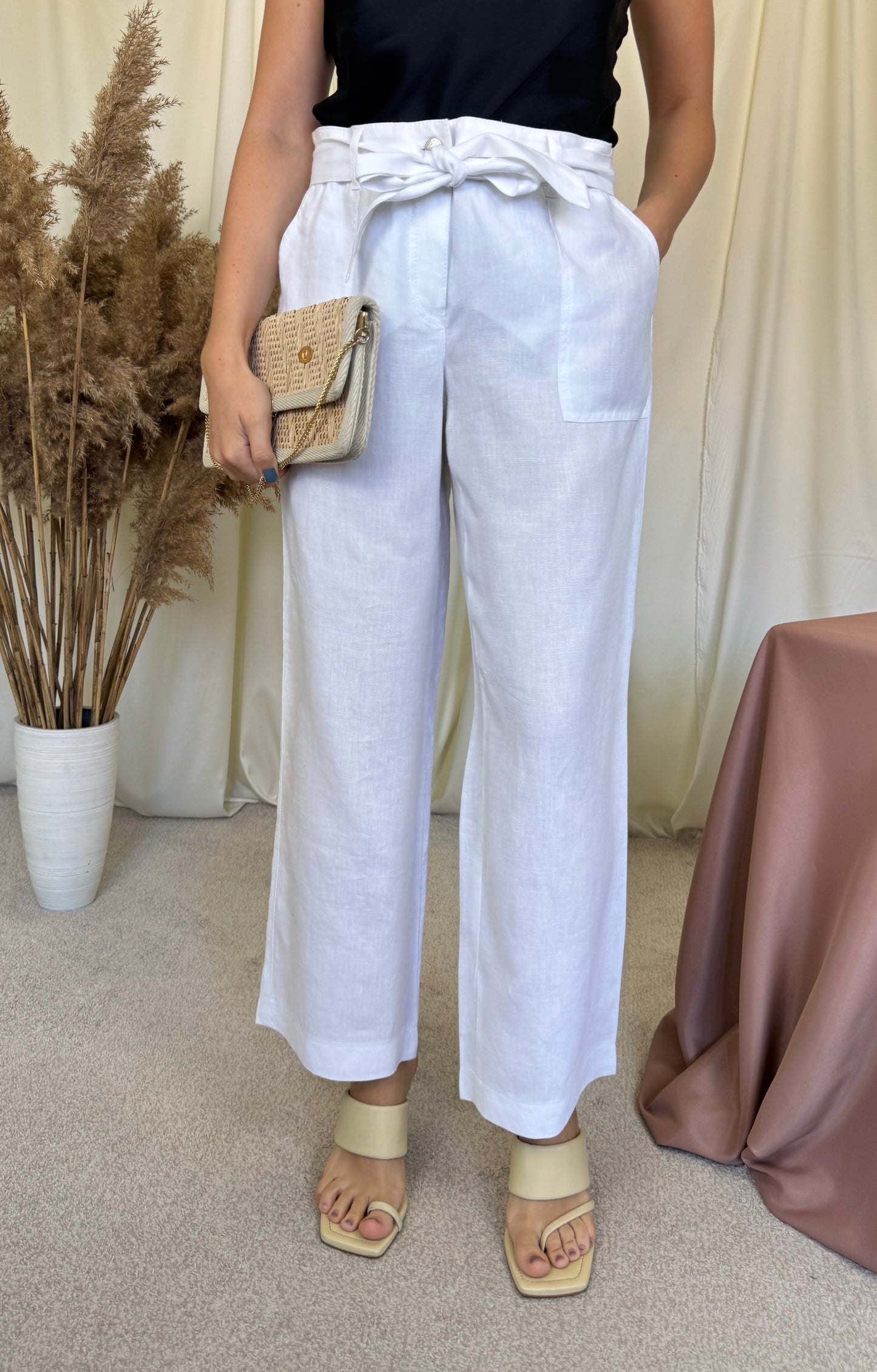 Pantalon de vară Gerry Weber din 100% in, talie ajustabilă ( mărimea L)