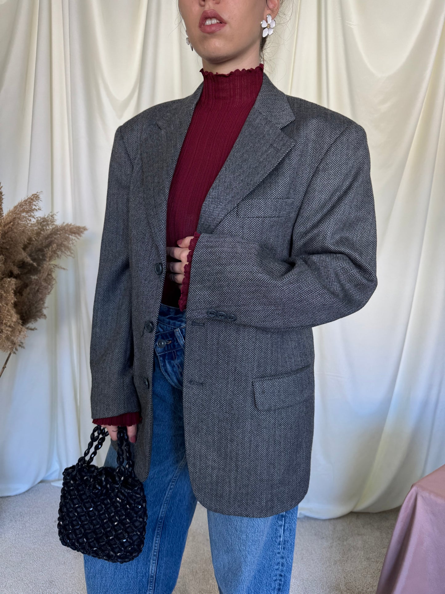 Sacou vintage din stofă 100% lână ( mărimea M-L)