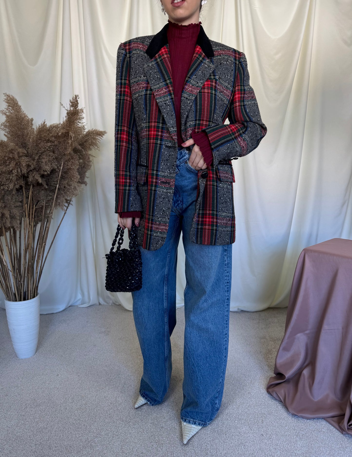 Sacou vintage superb din stofă de lână ( mărimea M)