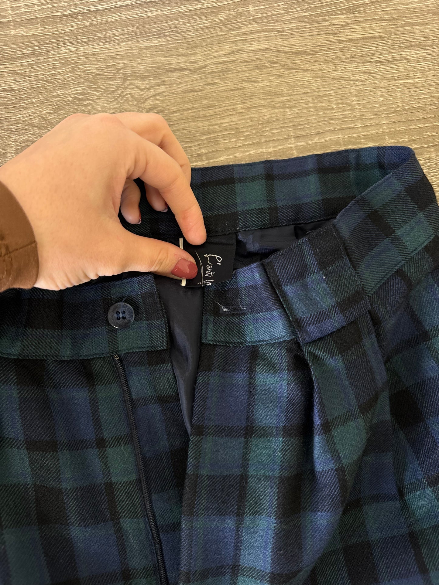 Pantalon vintage din lana cu talie super înaltă, (mărimea XS)