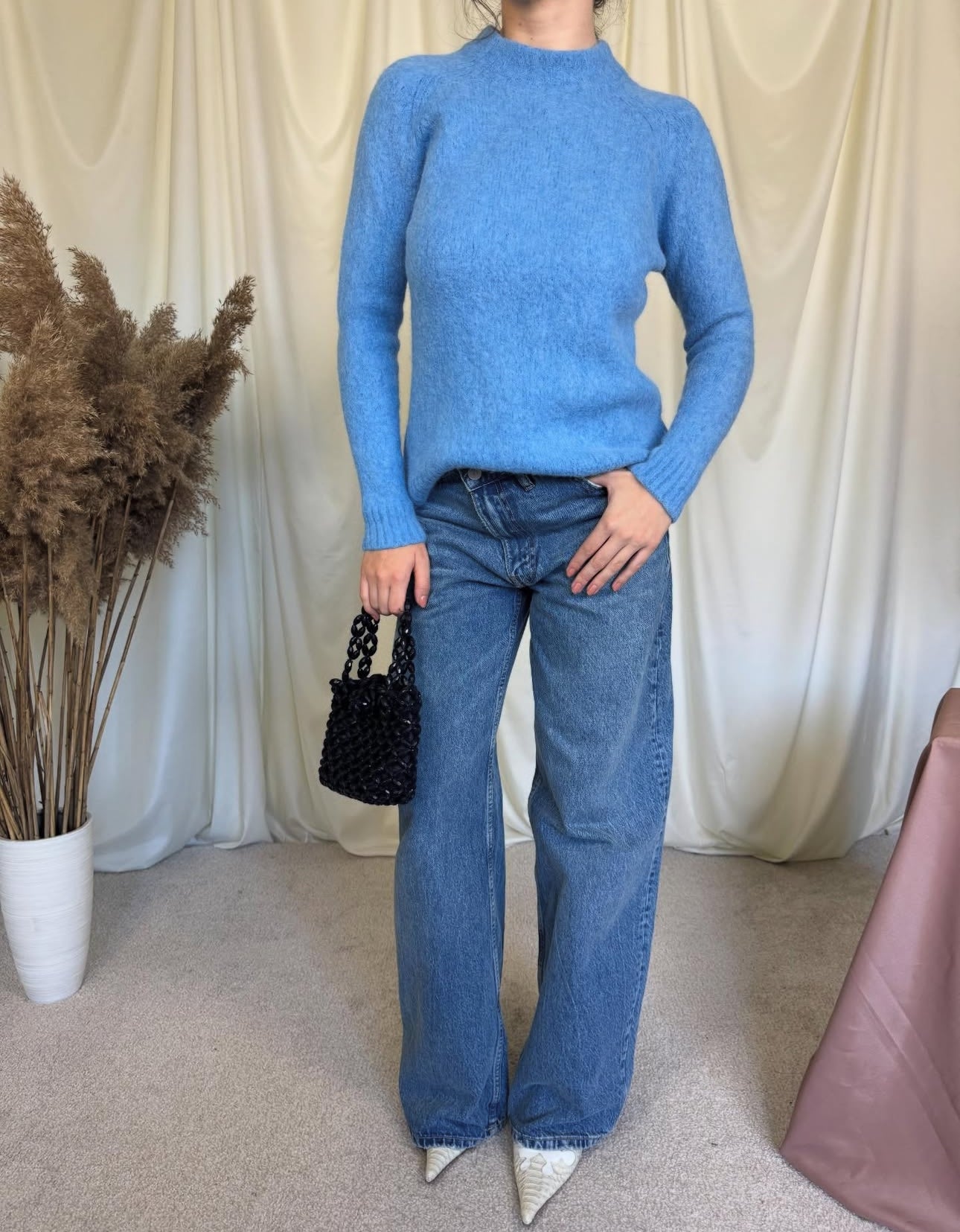 Pulover gros de brand din lana mohair și alpaca ( mărimea S)