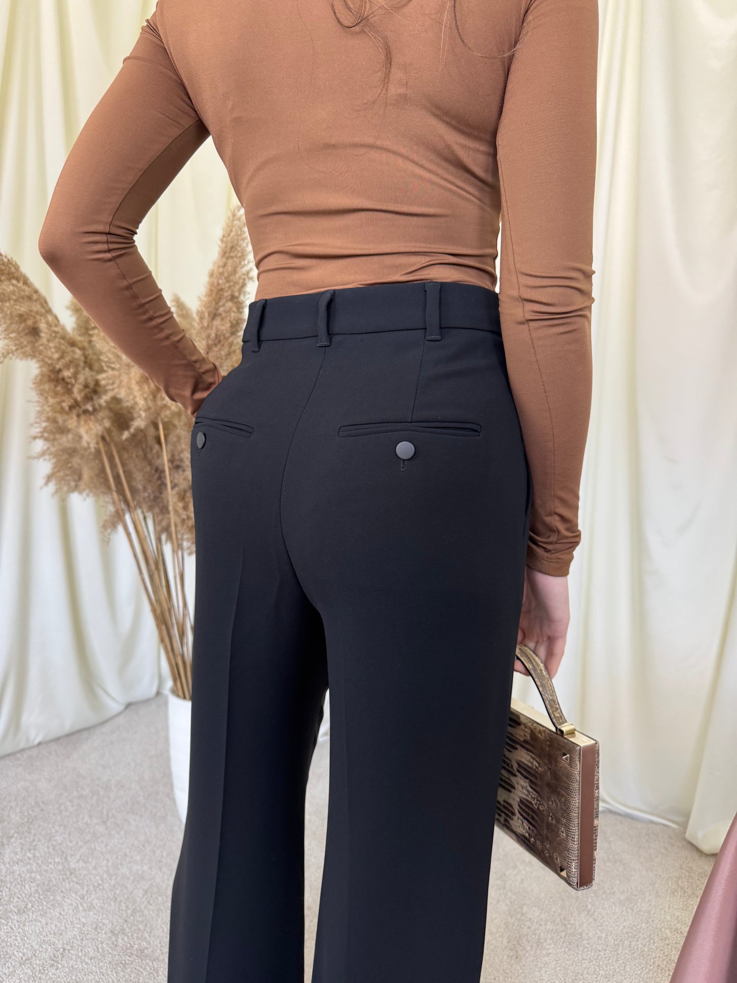 Pantalon nou premium MAX MARA  negru cu talie înaltă 
(Mărimea S/M)
