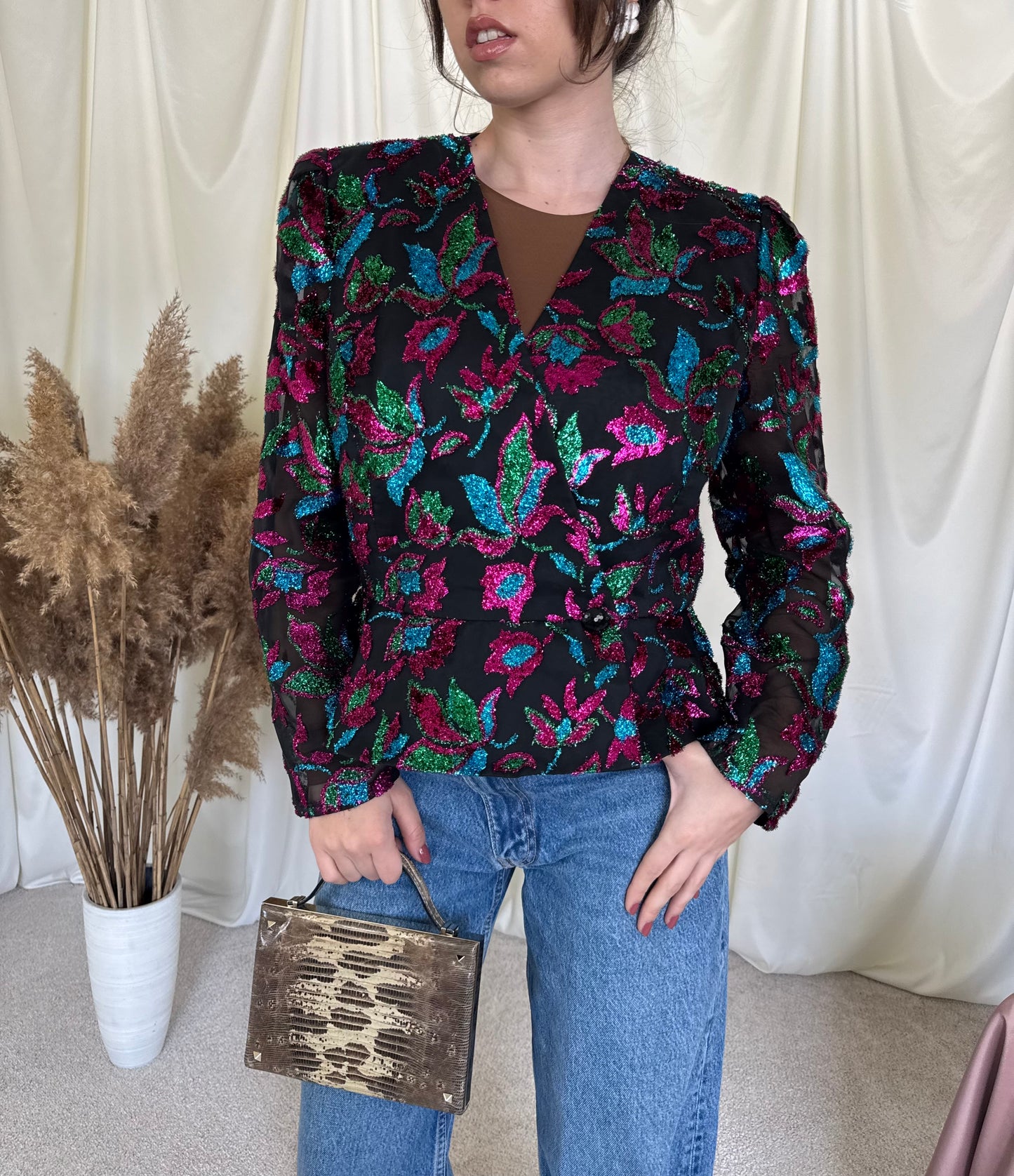 Piesa vintage superbă de ocazie cu print floral 
(Mărimea M/L)