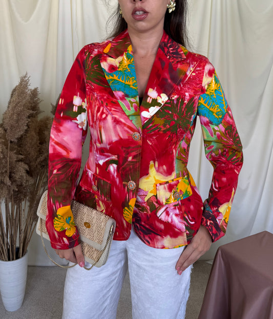 Sacou-jacheta premium ESCADA din bumbac cu print superb și nasturi tip bijuterie ( mărimea M)