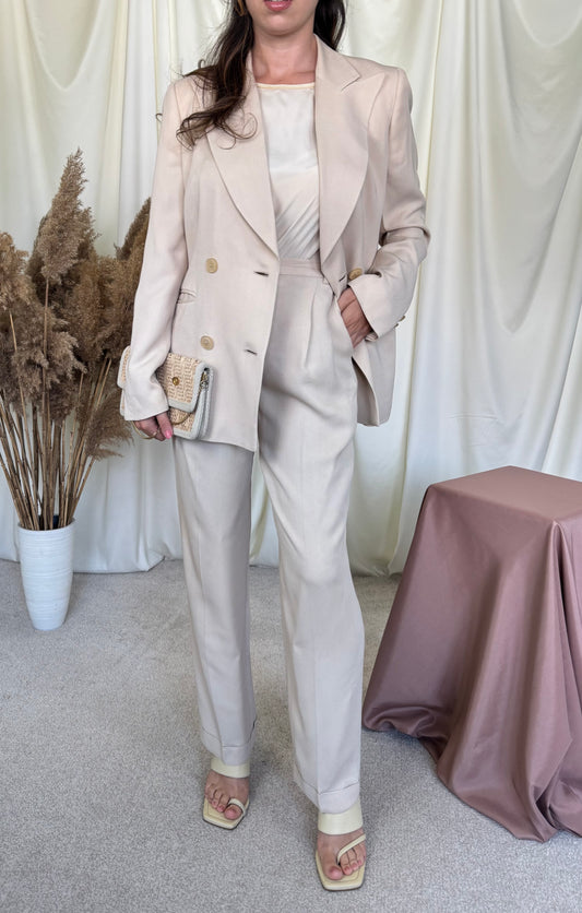 Costum vintage premium GIANFRANCO FERRE 2 piese, sacou la rând dublu de nasturi  și pantalon cu talie înaltă ( mărimea s )