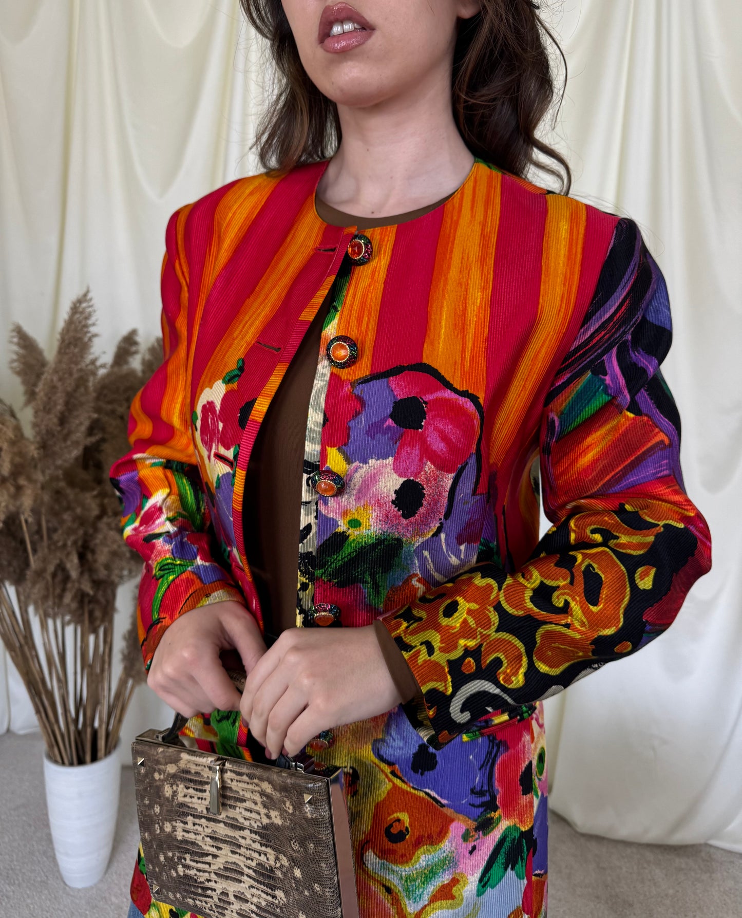 Sacou- pardesiu spectaculos din lână și mătase naturală, piesa de colecție( mărimea M)