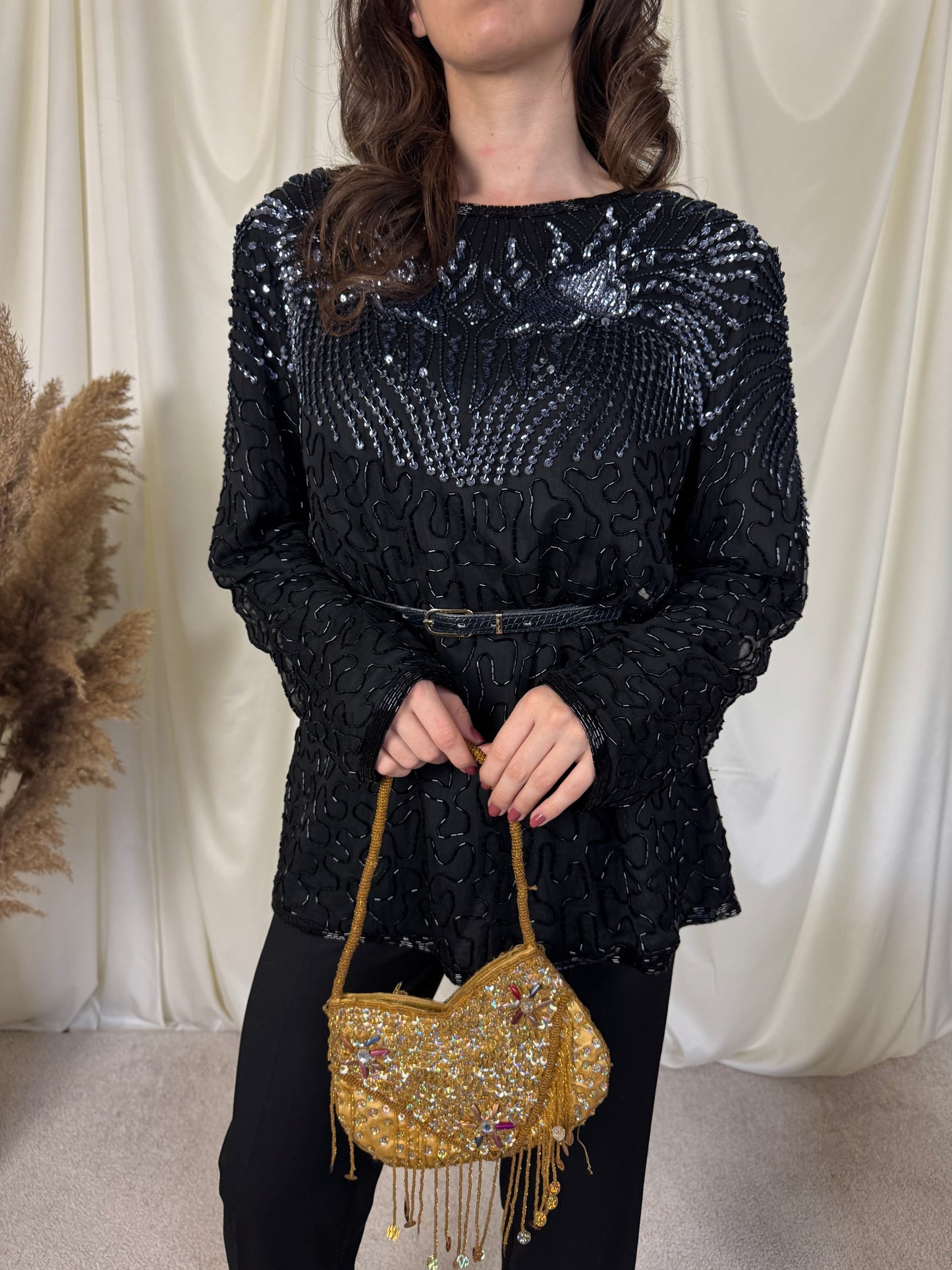 Piesa vintage superbă din 100% mătase, mărimea L