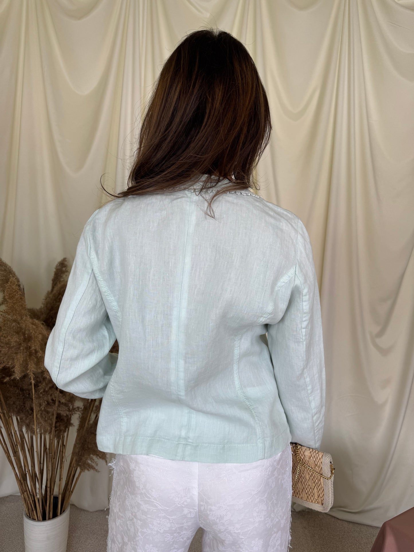 Sacou Twenty de vară din 100% in, verde menta cu broderie superbă ( mărimea M)