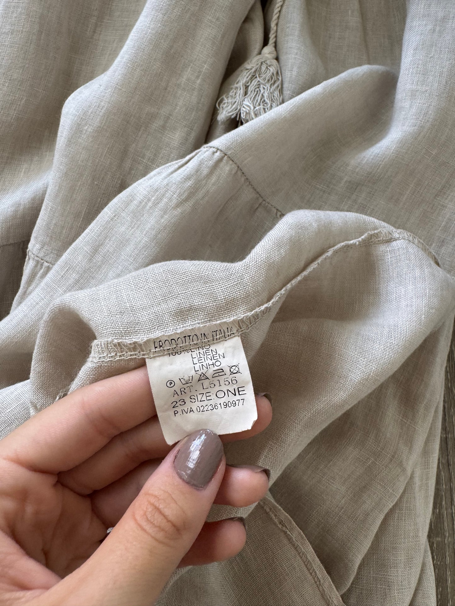 Rochie de vară din 100% in, croi amplu și lejer, bej- crem ( mărimea S- L)