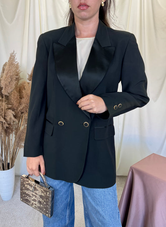 Sacou vintage brand vintage Italian, nasturi tip bijuterie, negru-verde degrade  ( mărimea M)