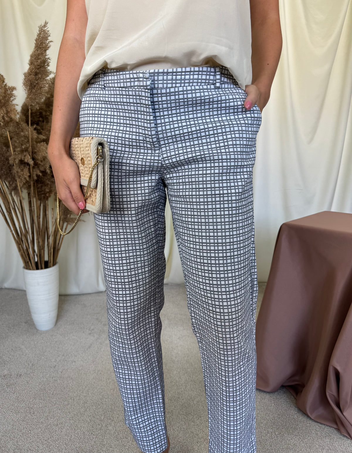 Pantalon Max Mara din bumbac cu print, talie medie( mărimea M/L)