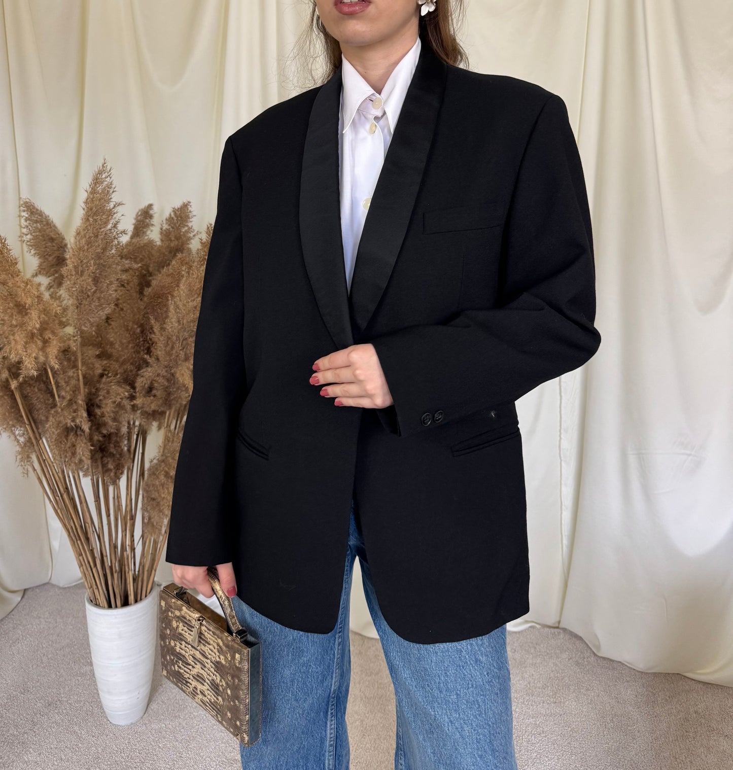 Sacou vintage din stofă mai groasă- cu structură,  100% lână, (mărimea M/L)