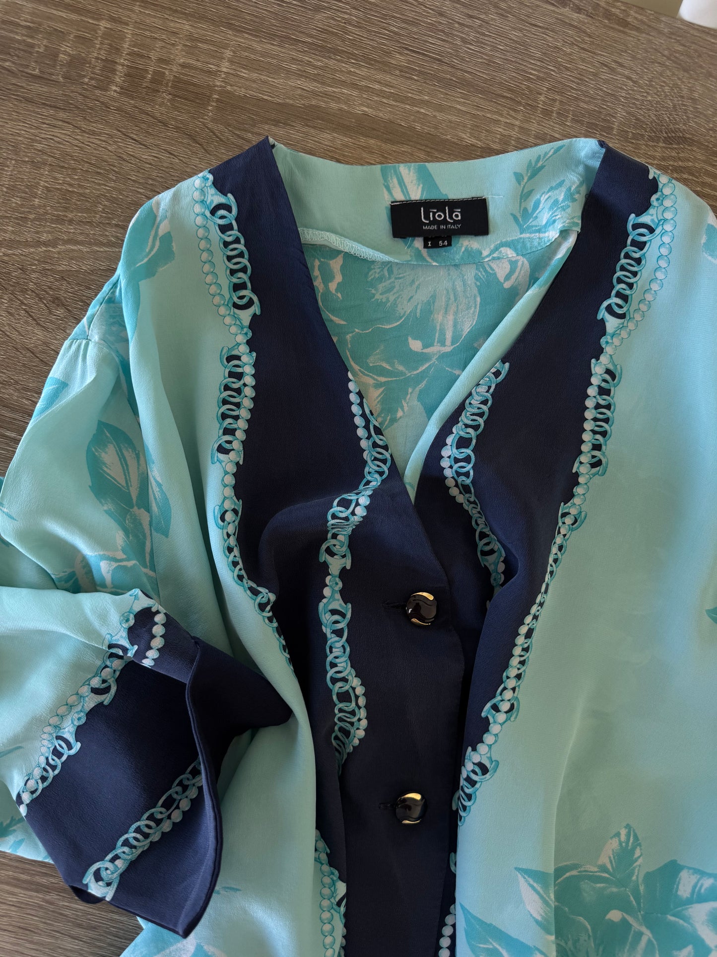 Cămașă vintage cu print din 100% mătase naturala, brand italienesc ( mărimea XL-XXL)