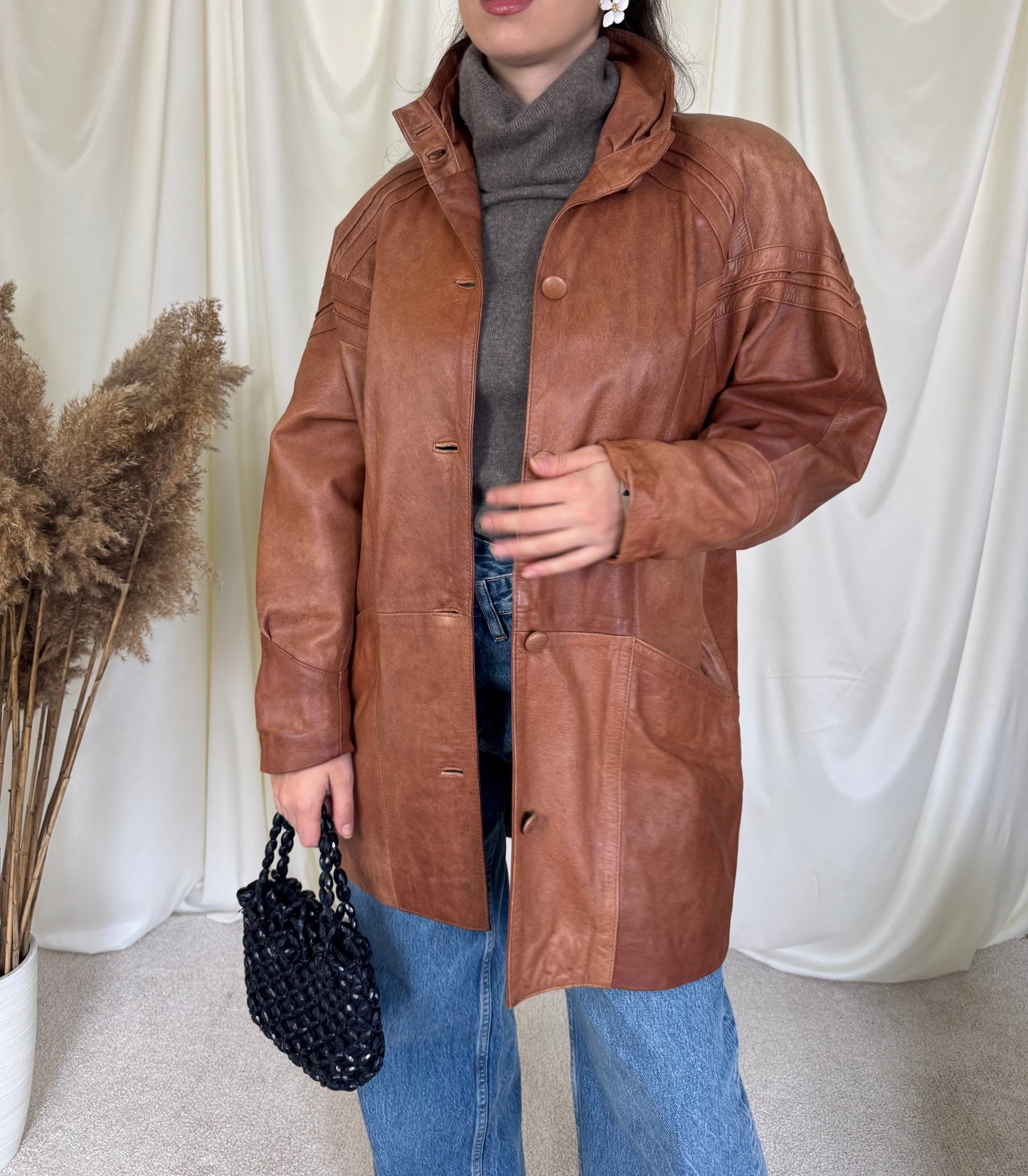 Jacheta vintage piele naturală extra fină (mărime S-M)