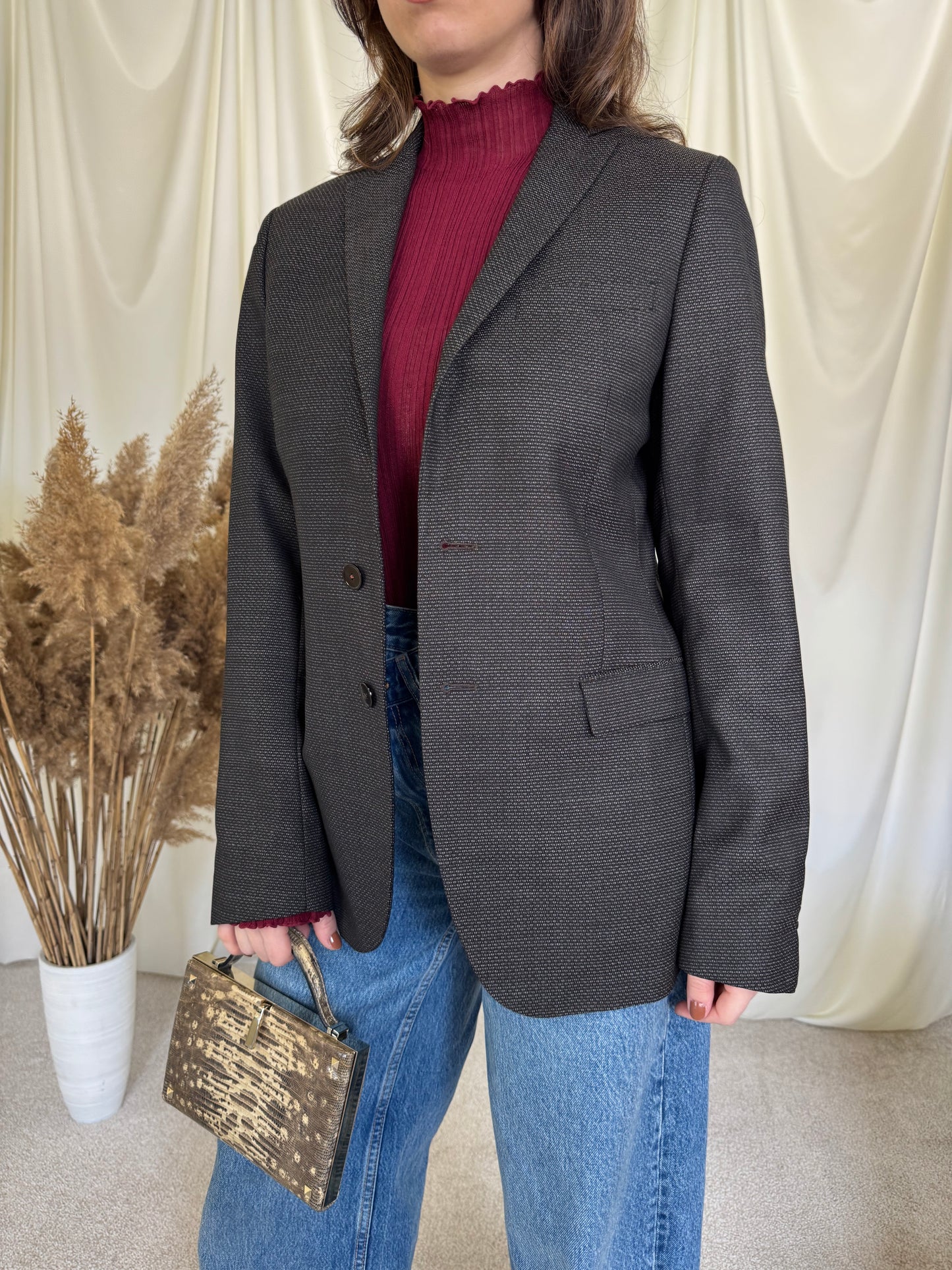 Sacou superb de brand Paoloni din 100% lână- stofă fină, mărimea S