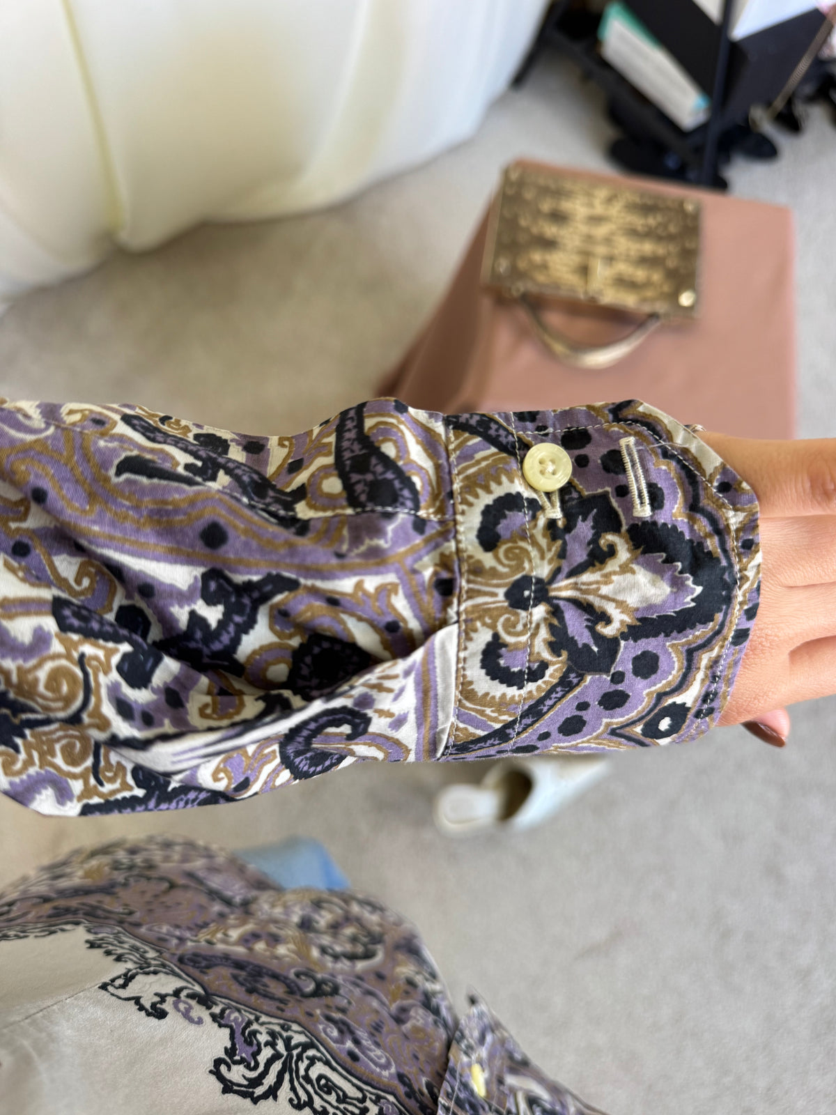 Cămașă luxury ETRO din bumbac cu nasturi inscripționați și print specific brandului ( mărimea M/L)