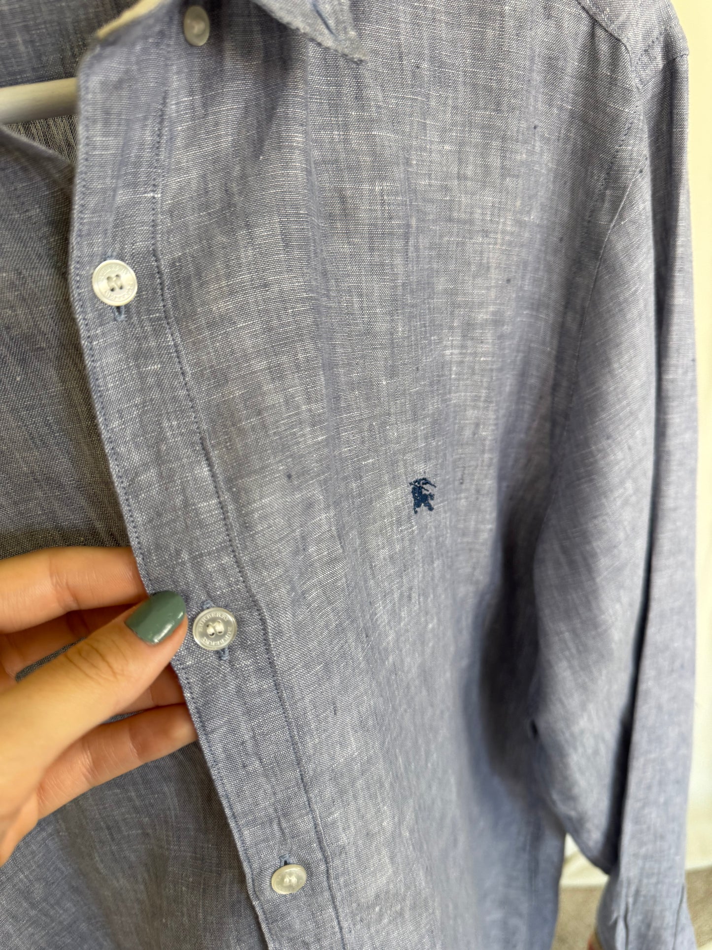 Cămașă BURBERRY din 100% in, manșete cu print 
(Mărimea L)
