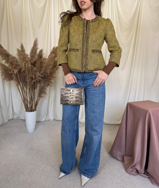 Jacheta Valentino din tweed, interior cu print ( mărimea S)