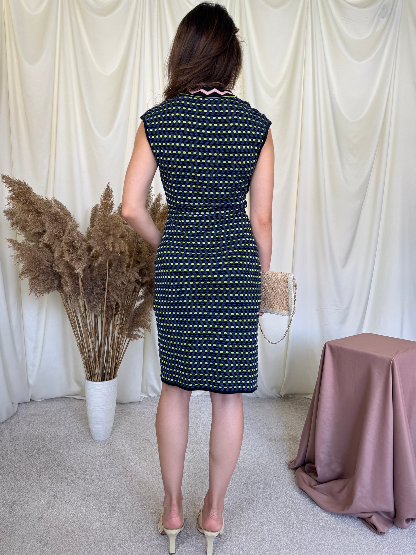 Rochie luxury Missoni din tricot elastic, specific casei de modă, furou inclus ( mărimea S/M)