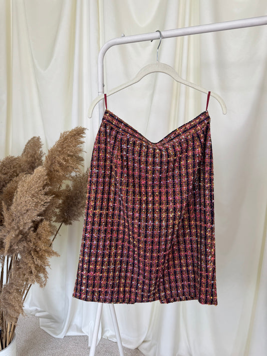 Fusta vintage din tweed superb, talie marcata (Mărimea M)