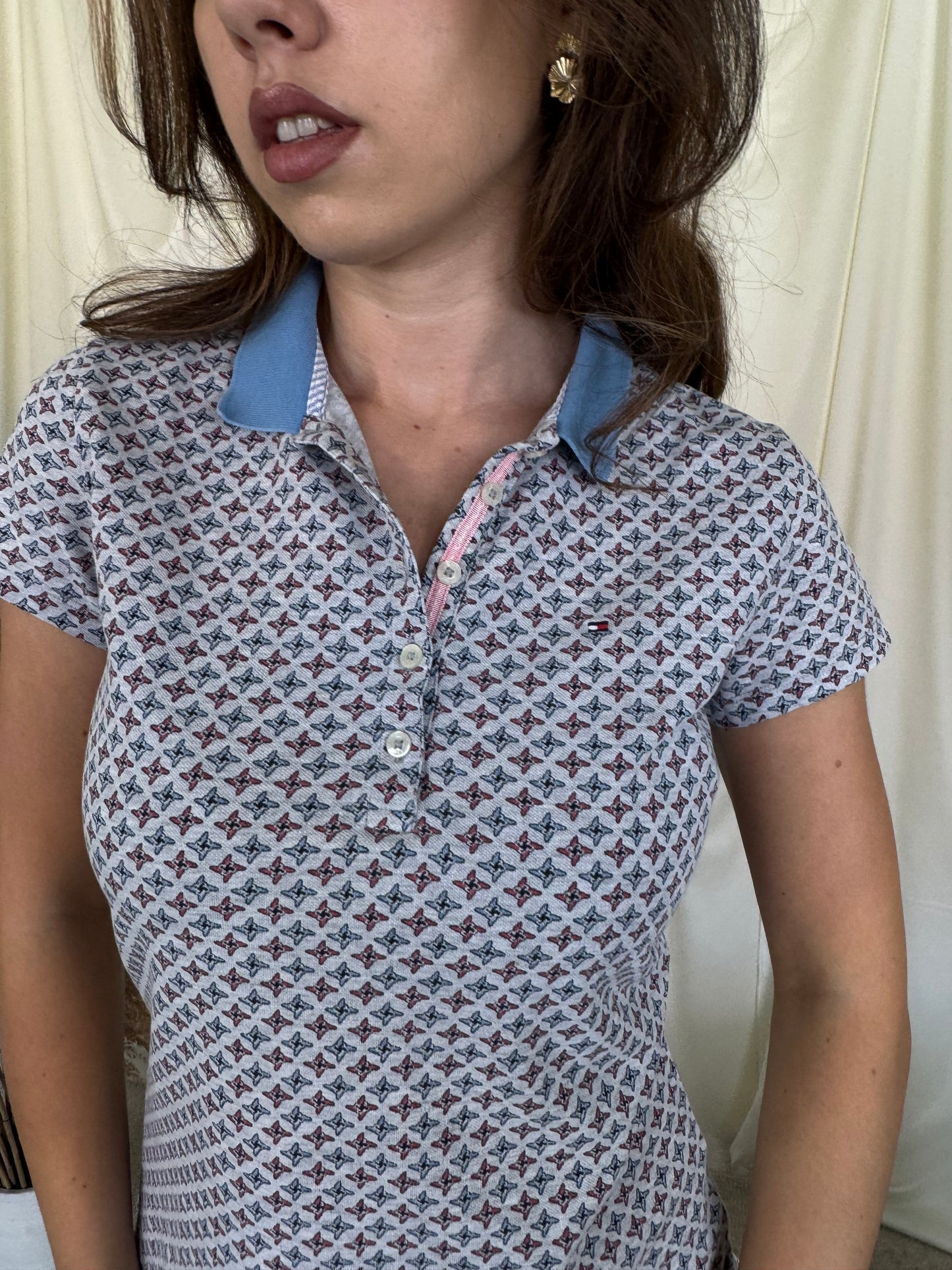 Tricou Tommy Hilfiger din bumbac cu print albastru 
(Mărimea xs/s)