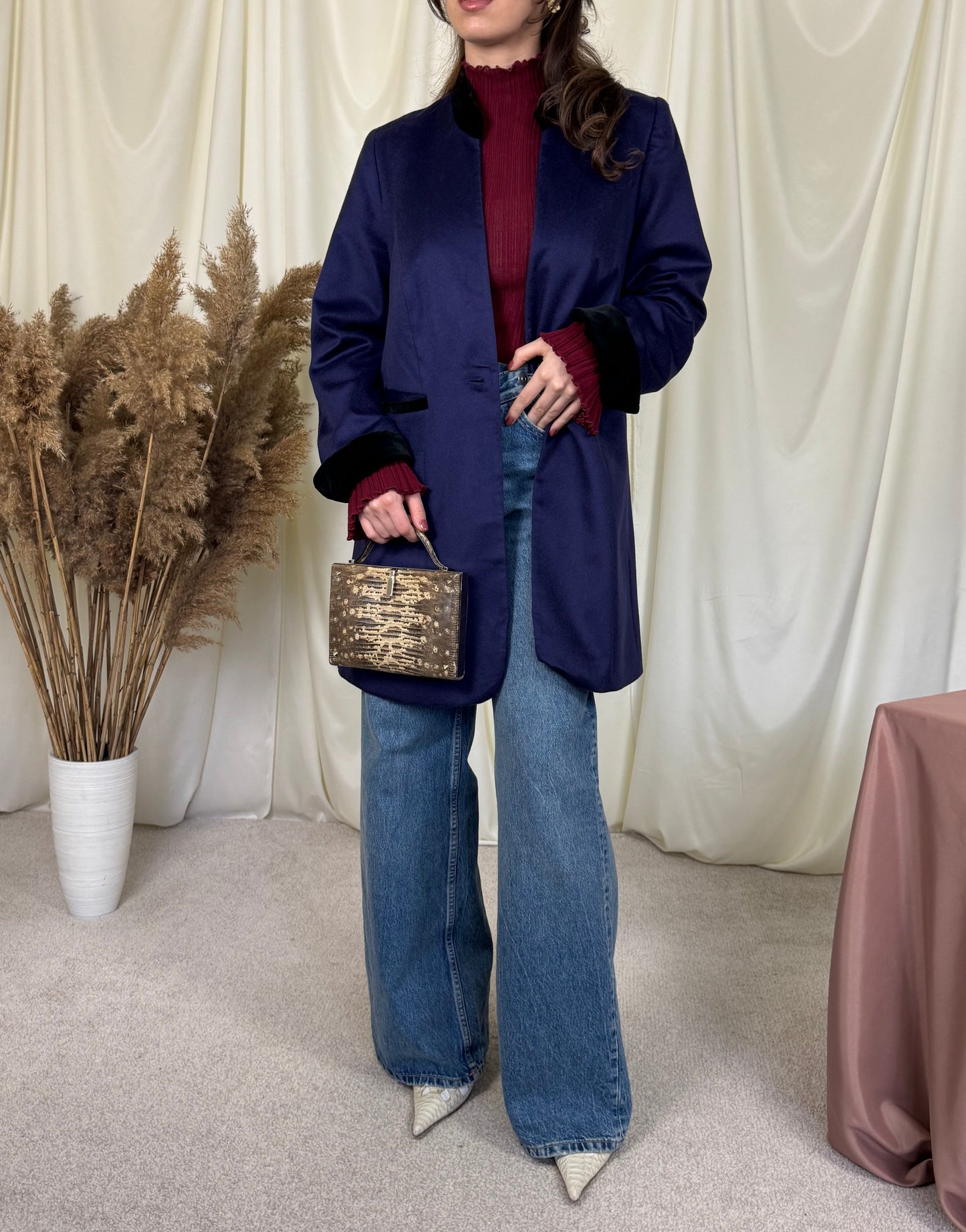 Sacou-pardesiu din 100% cașmir PIACENZA- țesut in italia, mărimea L