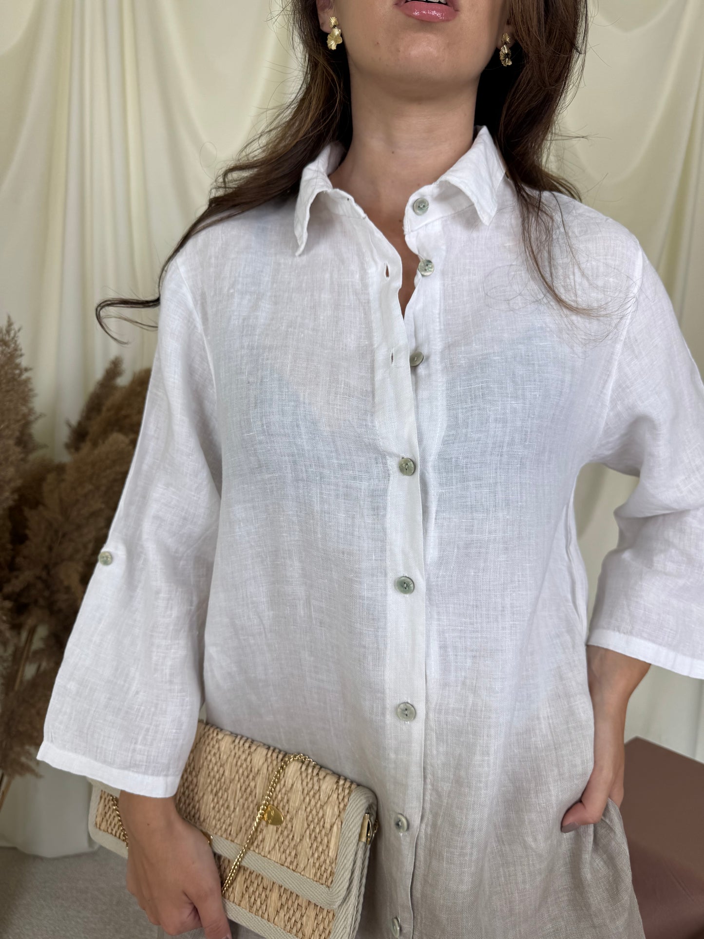 Rochie de vară din 100% in in degrade cu buzunare laterale ( mărimea S/M)
